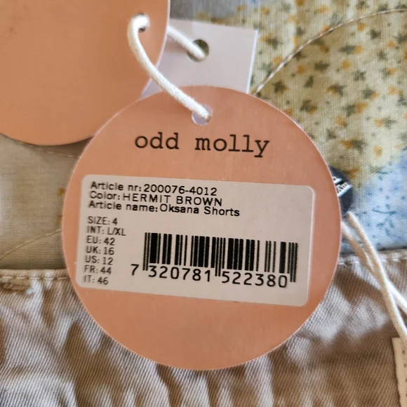 Odd Molly NWT Odd Molly Oksana Organic Cotton Shorts – Hermit Brown – Size X - Picture 9 of 12